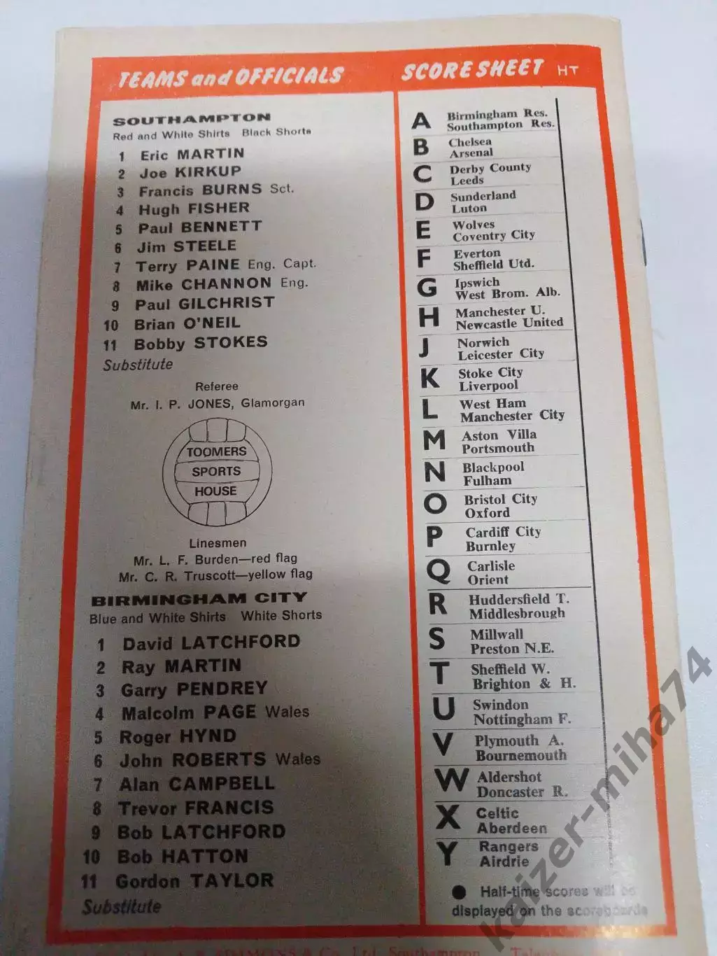 Футбол чемпионат Англии 1973г. 2
