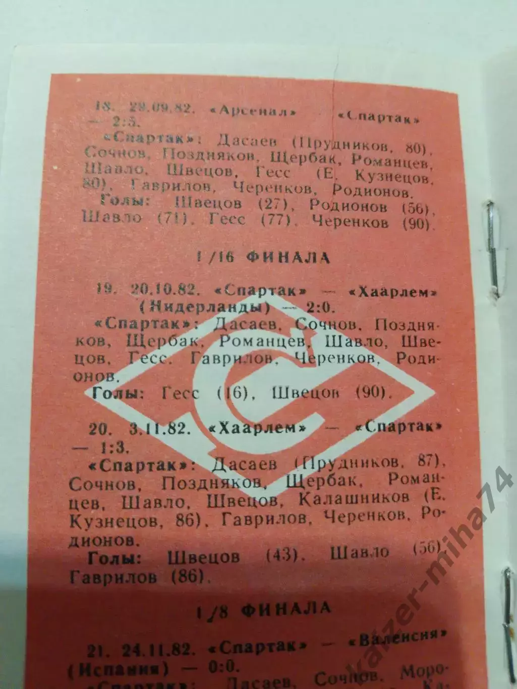 Спартак/Москва в Европейских кубках. 3