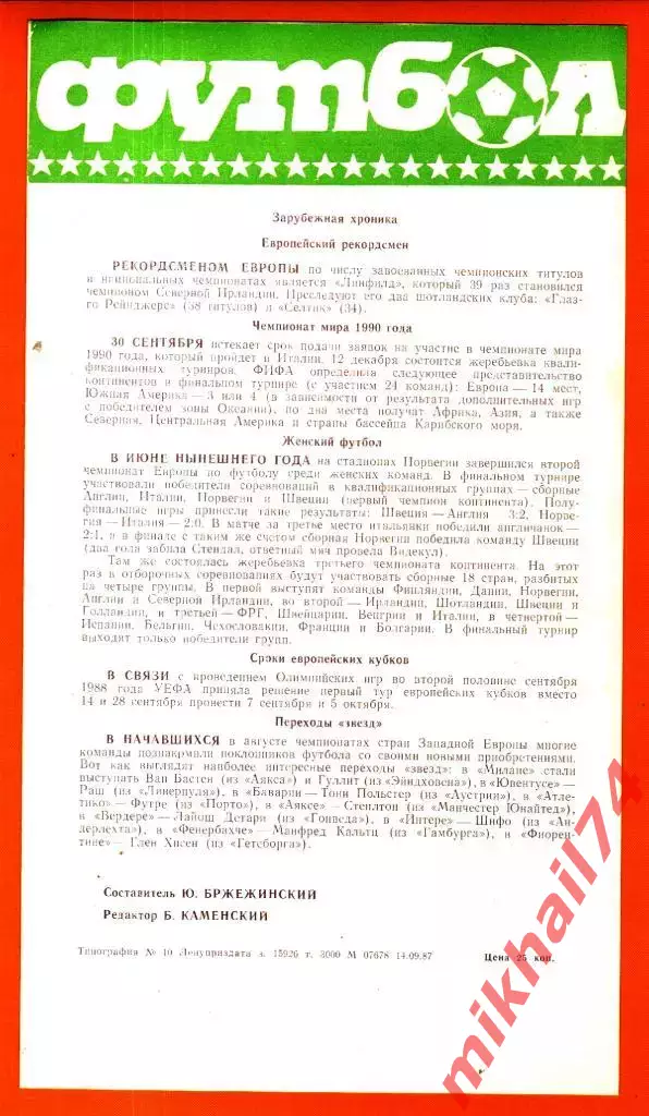 Зенит Ленинград- Динамо Минск 1987г. 1