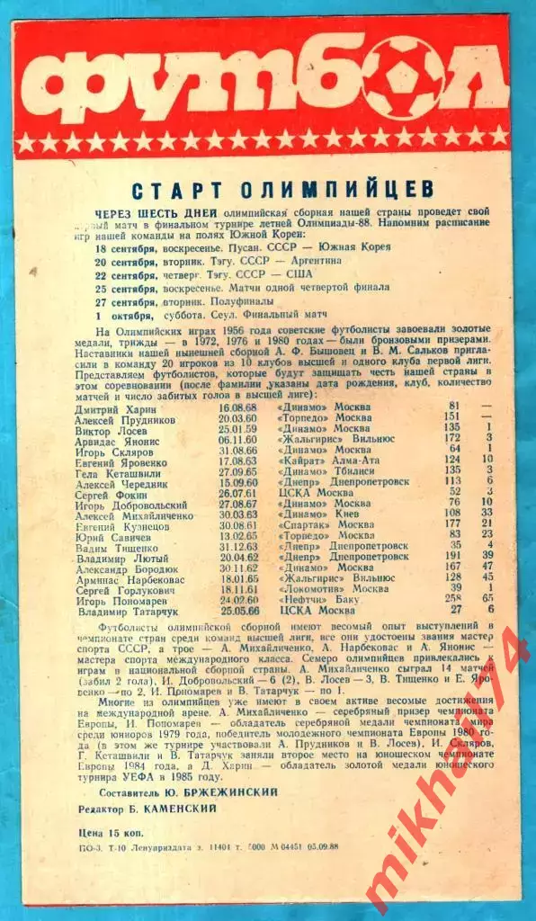 Зенит Ленинград - Днепр Днепропетровск 1988г. (Кубок СССР) 1