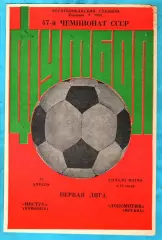 Нистру Кишинев - Локомотив Москва 1984г. (Тираж 2.000 экз.)