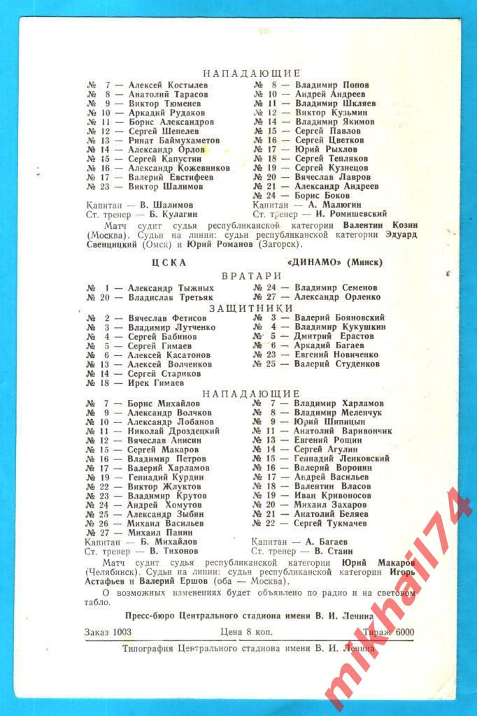 Спартак Москва - СКА Ленинград / ЦСКА - Динамо Минск 20 и 21.11.1980 1