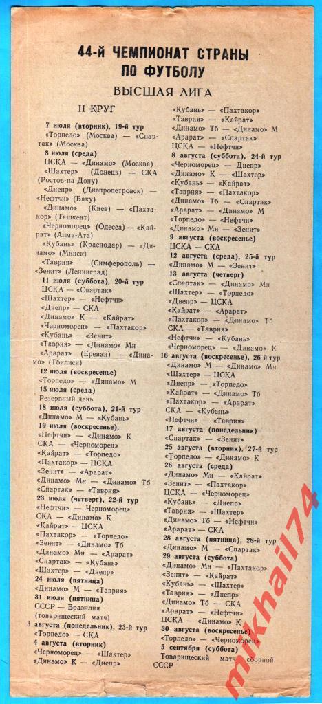 Арарат Ереван - Динамо Тбилиси 1981г. 1:4 (1:1) (Тираж 3.200 экз.) 2