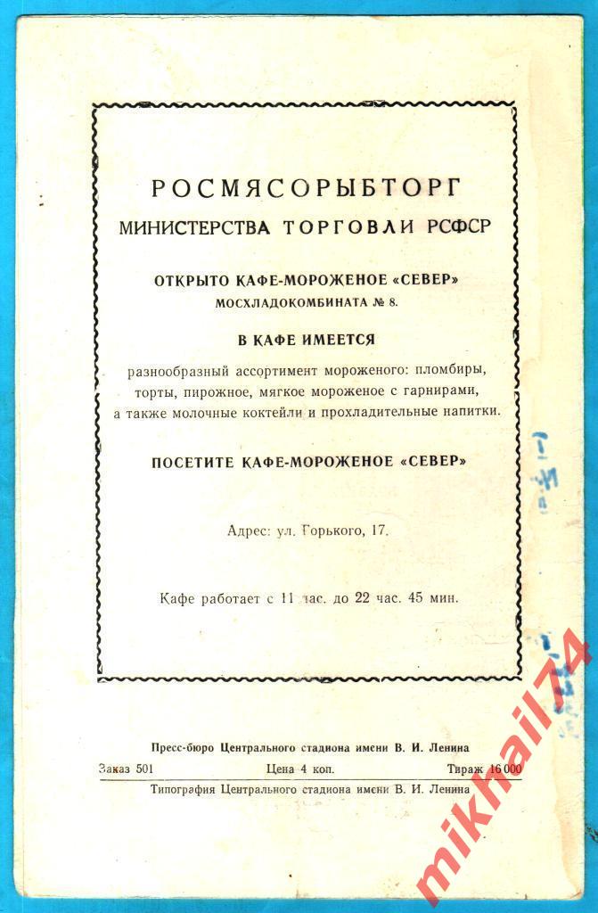 ЦСКА - Фламенго, Бразилия 1962г. (Международный товарищеский матч) 1