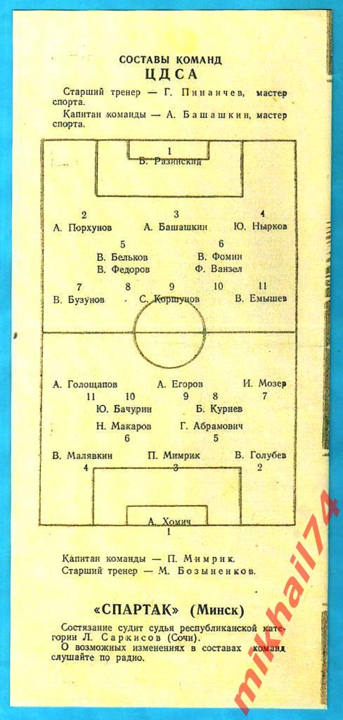 ЦДСА - Спартак Минск 1954г. 3:0(3:0).(Качественная копия) 1