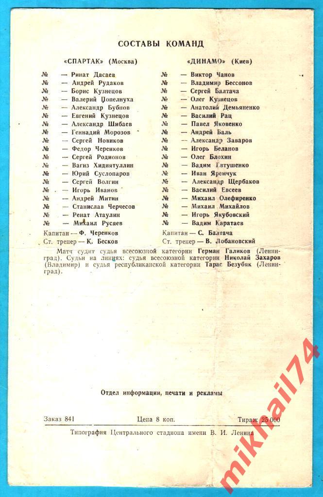 Спартак Москва - Динамо Киев 1986г. 1