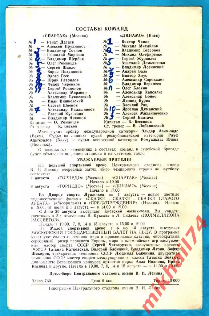 Спартак Москва - Динамо Киев 1982г. 1