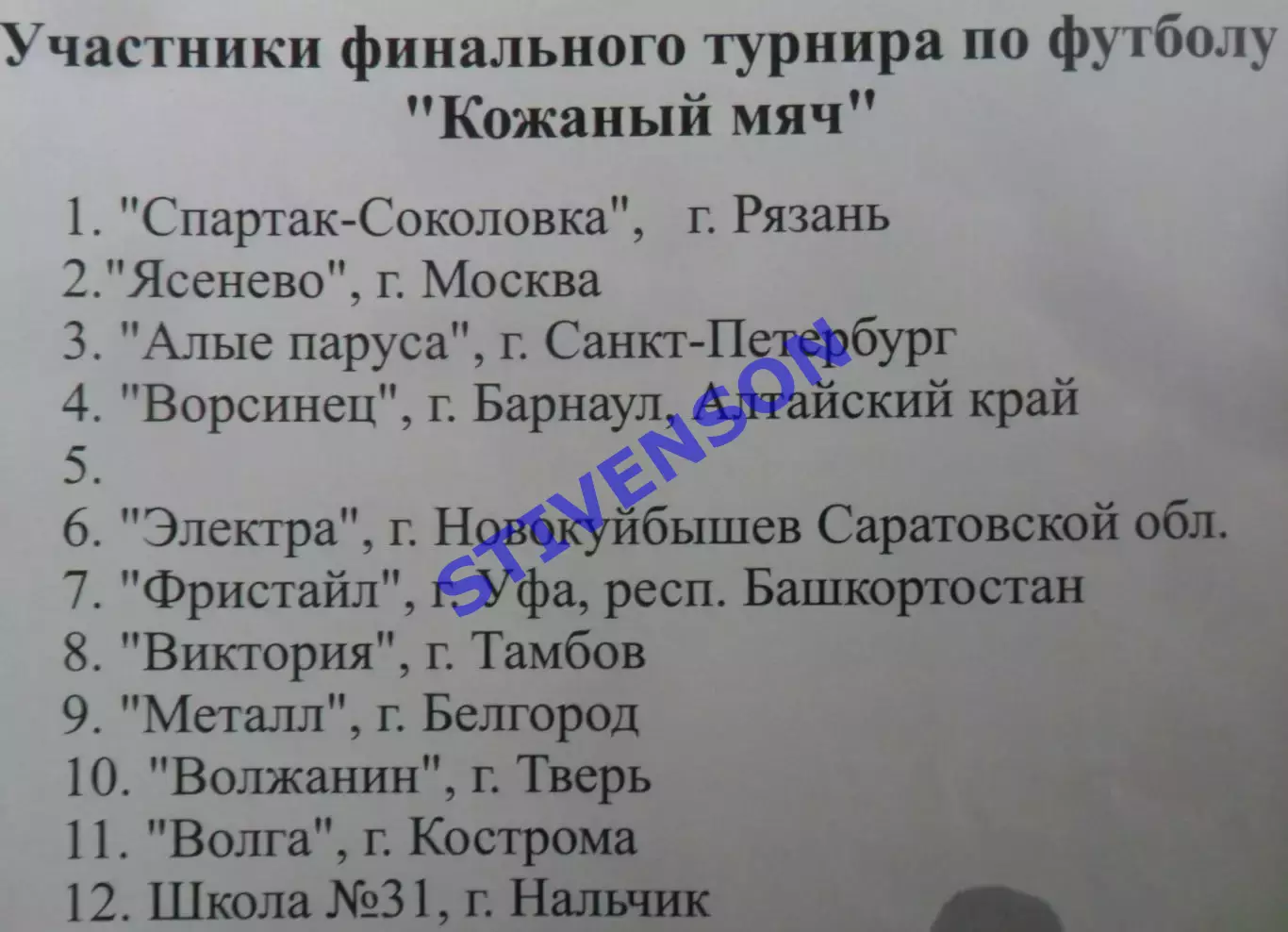 Кожаный мяч - 2006: Уфа Кострома Барнаул Саратов Тамбов Тверь Белгород Нальчик. 1