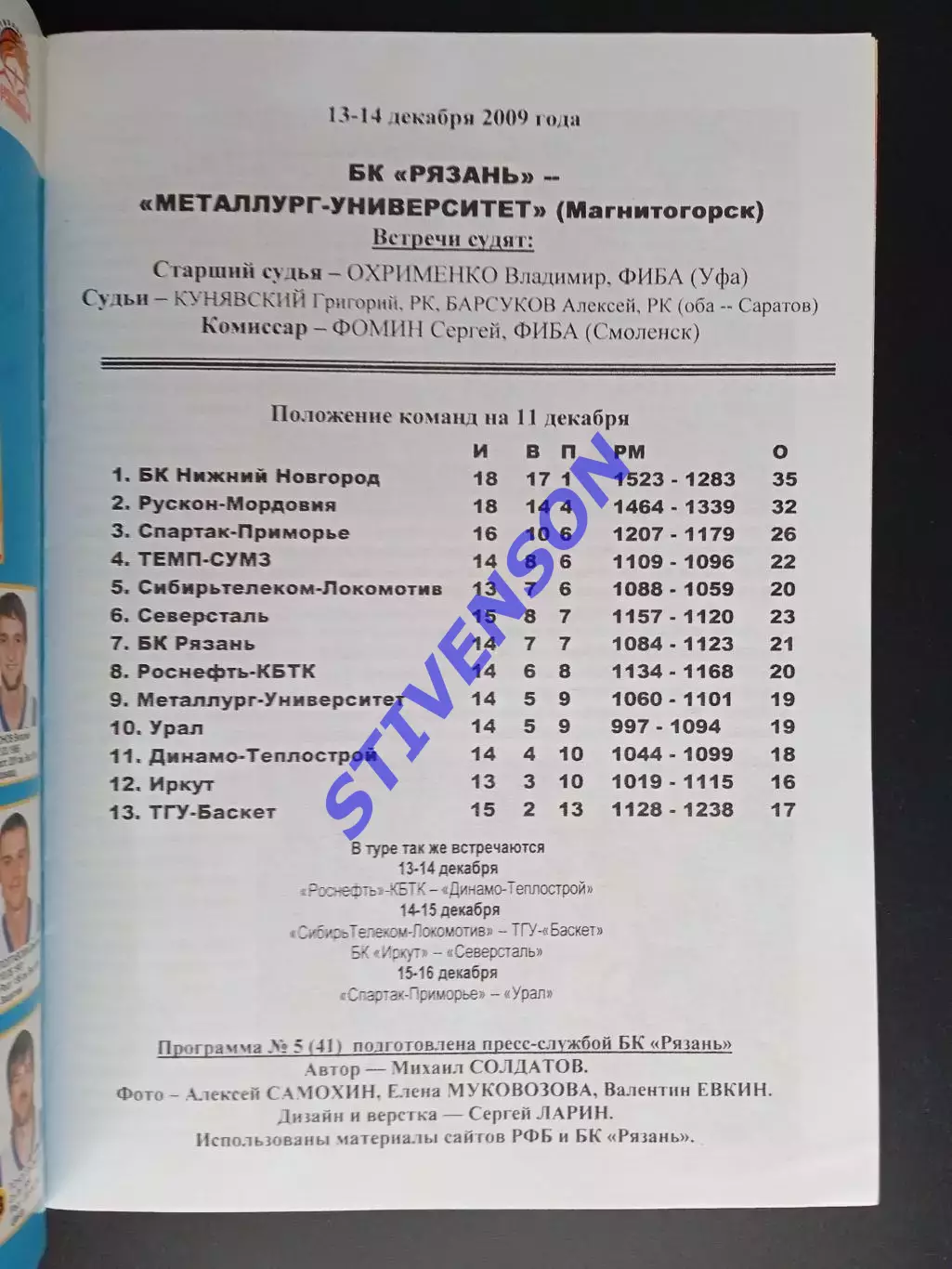 БК Рязань - Металлург-Университет (Магнитогорск) - 13-14.12. 2009 1