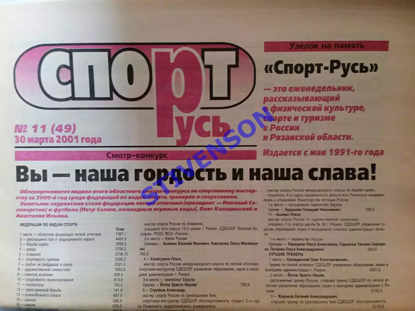 СпортРусь. 2001 год № 11 /Женский футбол: чертеж сезона-2001