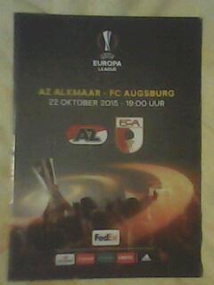 Программа с матча Лиги Европы АЗ Алкмаар Голландия - ФК Аугсбург Германия 2015