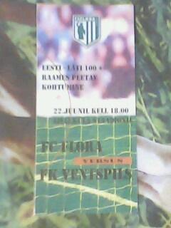 Программа с матча Флора Эстония - Вентспилс Латвия за 22 июня 2001 год.