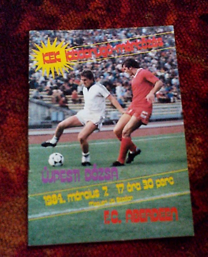 Программа матча Уйпешт Дожа Венгрия-Абердин Шотландия за 7 марта 1984 год