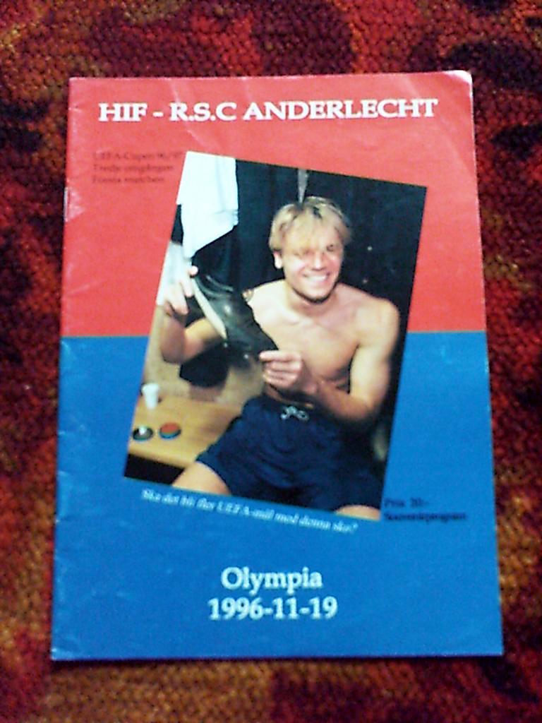 Программа матча Кубка УЕФА Хельсинборг-Андерлехт за 19 ноября 1996 год