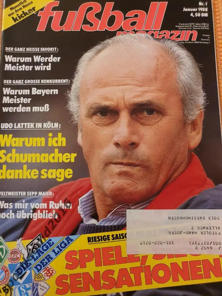 Kicker Fussball Magazine. 1988 1