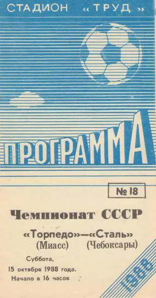 Торпедо Миасс - Сталь Чебоксары 15.10.1988