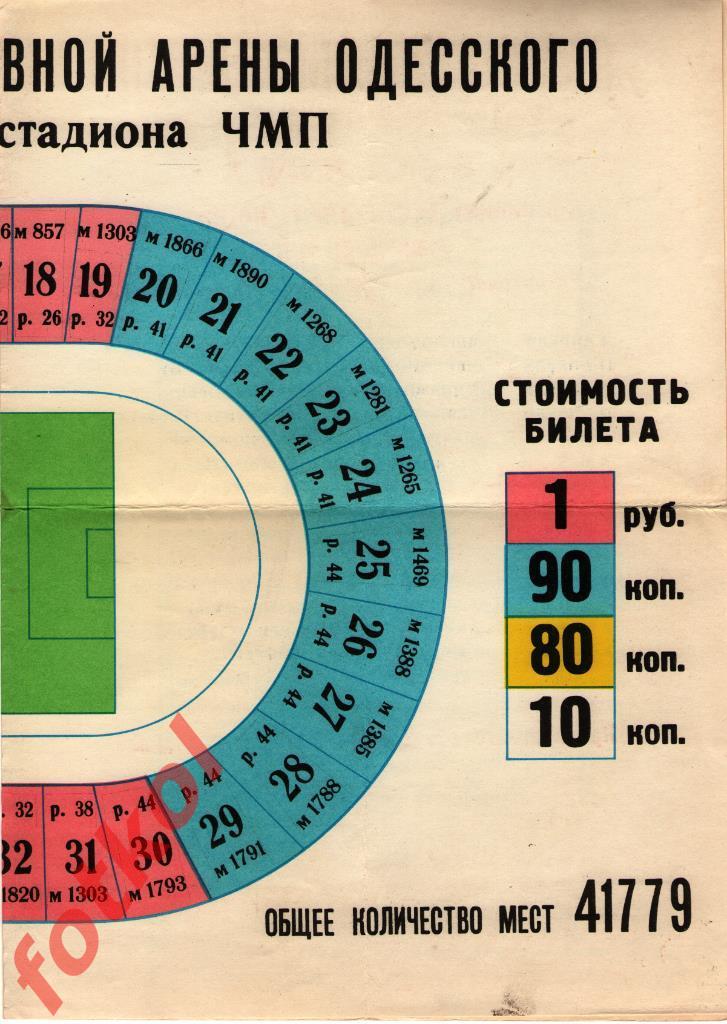 ОДЕССА 1976 Календарь игр ВЕСНА-ОСЕНЬ 1