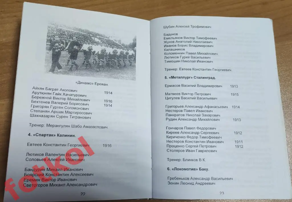 Бояренко 1937 - 1940 Футболисты групп Б, В, Г, Д, Города Востока 3