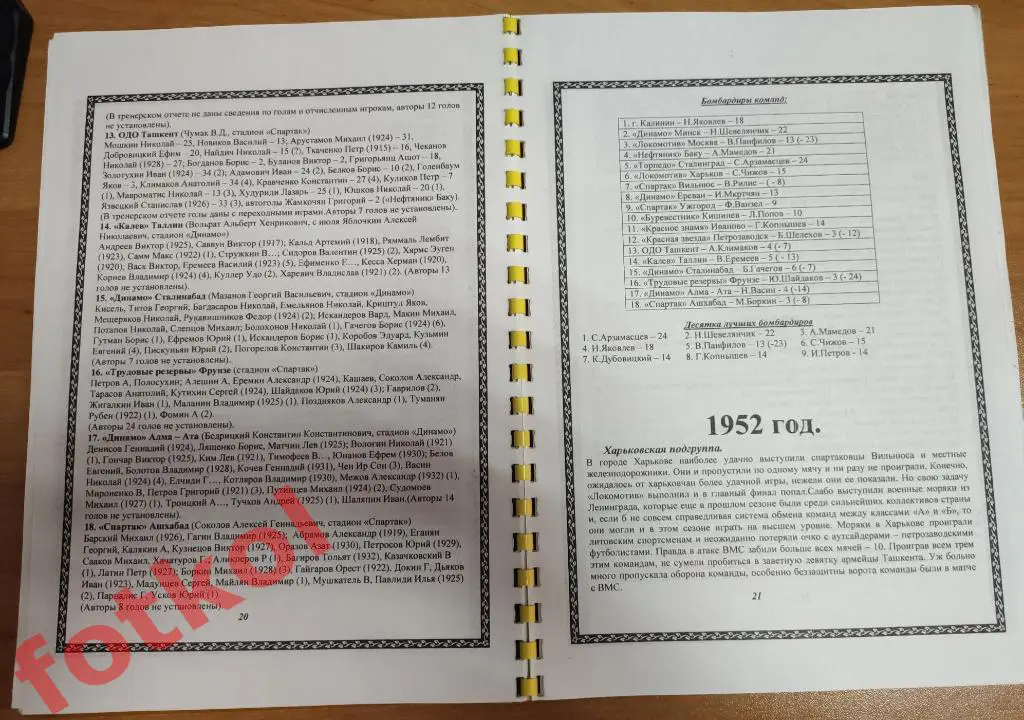 Футбольный Архив. Чемпионат СССР 1951 - 1952 Класс Б 1