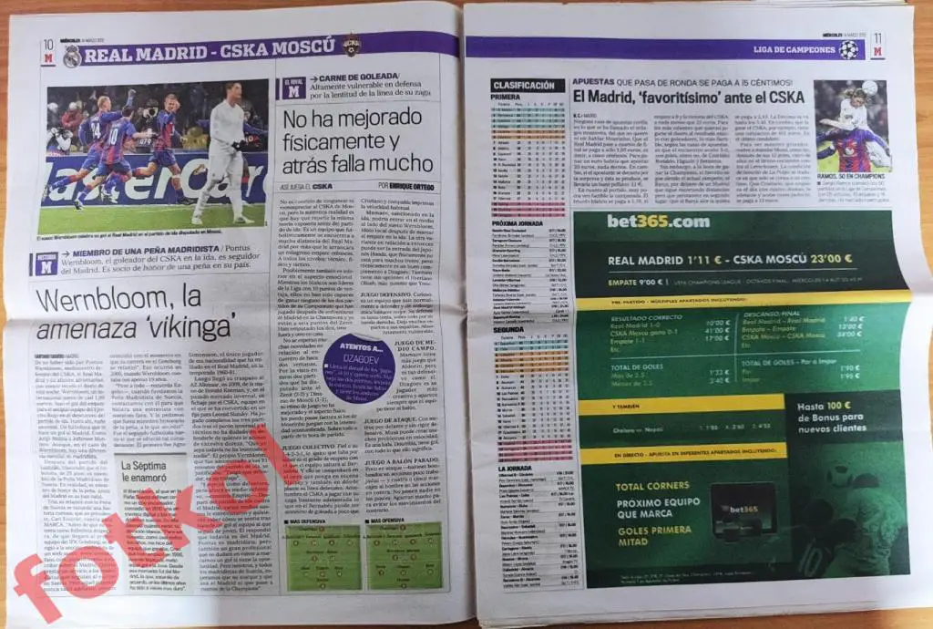 РЕАЛ Мадрид/Испания - ЦСКА Москва 14.03.2012 MARCA ЛИГА ЧЕМПИОНОВ 2