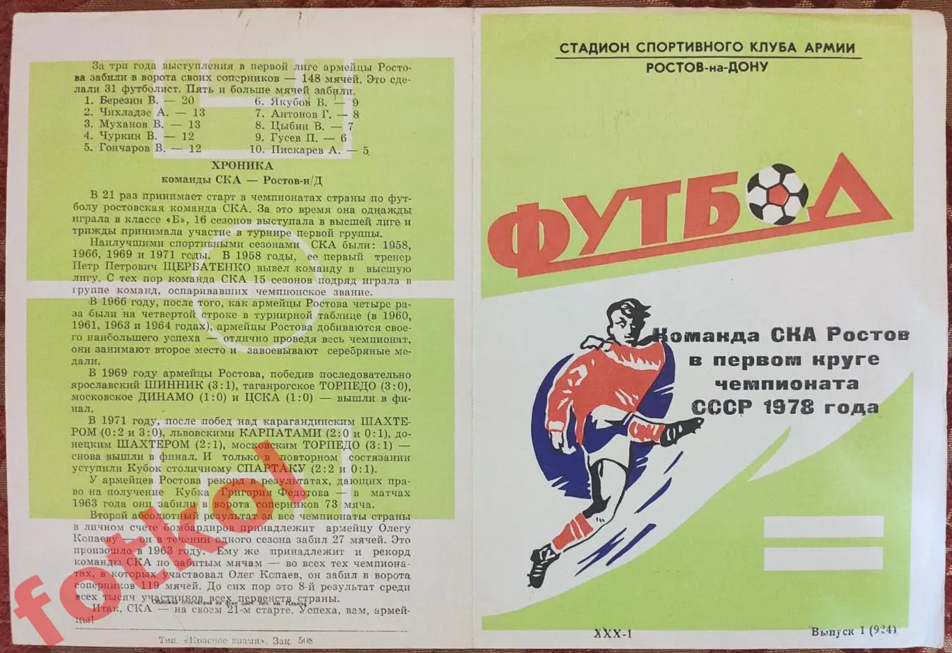 РОСТОВ - на - ДОНУ СКА 1978 1 круг
