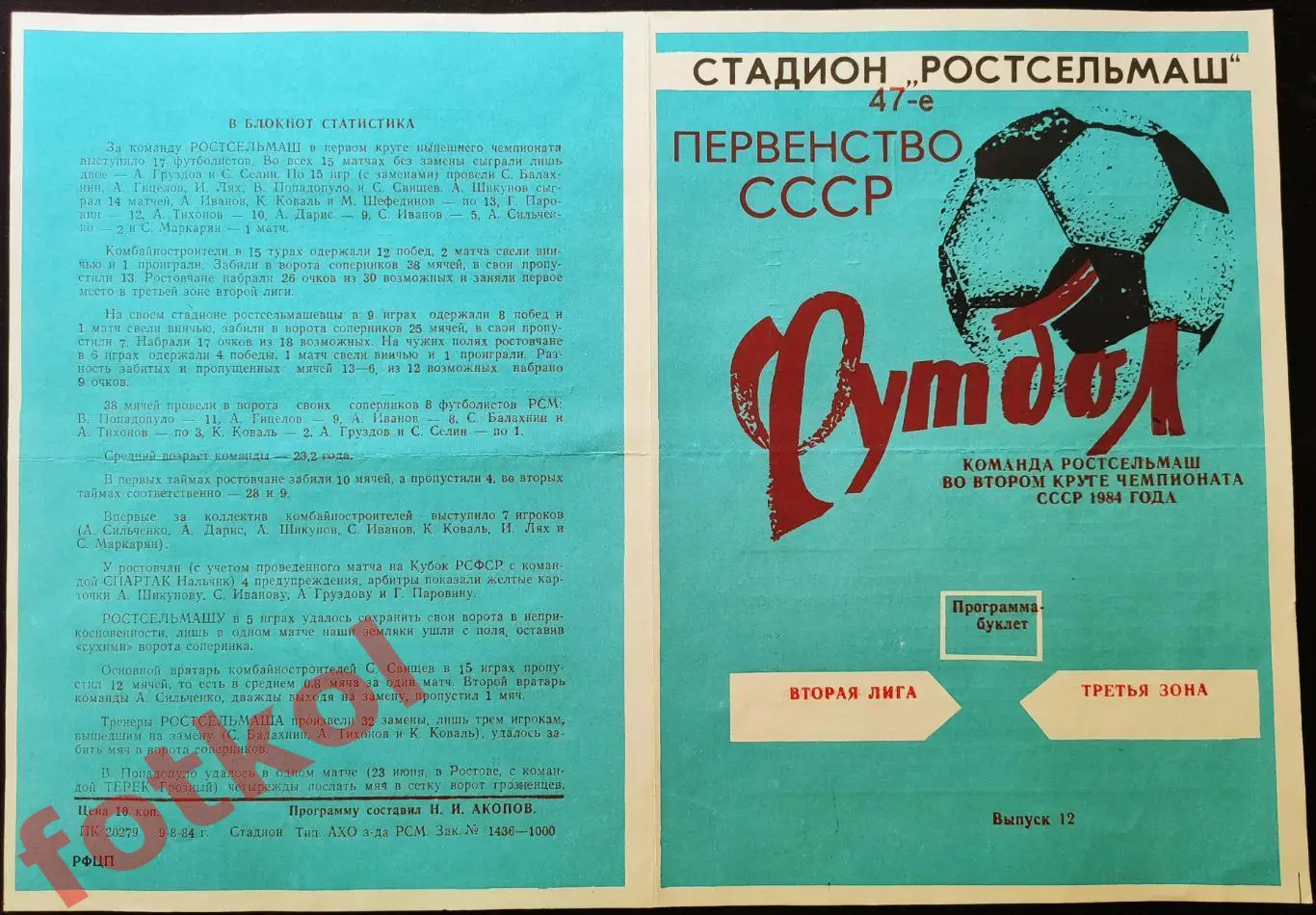 РОСТОВ - на - ДОНУ Ростсельмаш 1984 2 круг