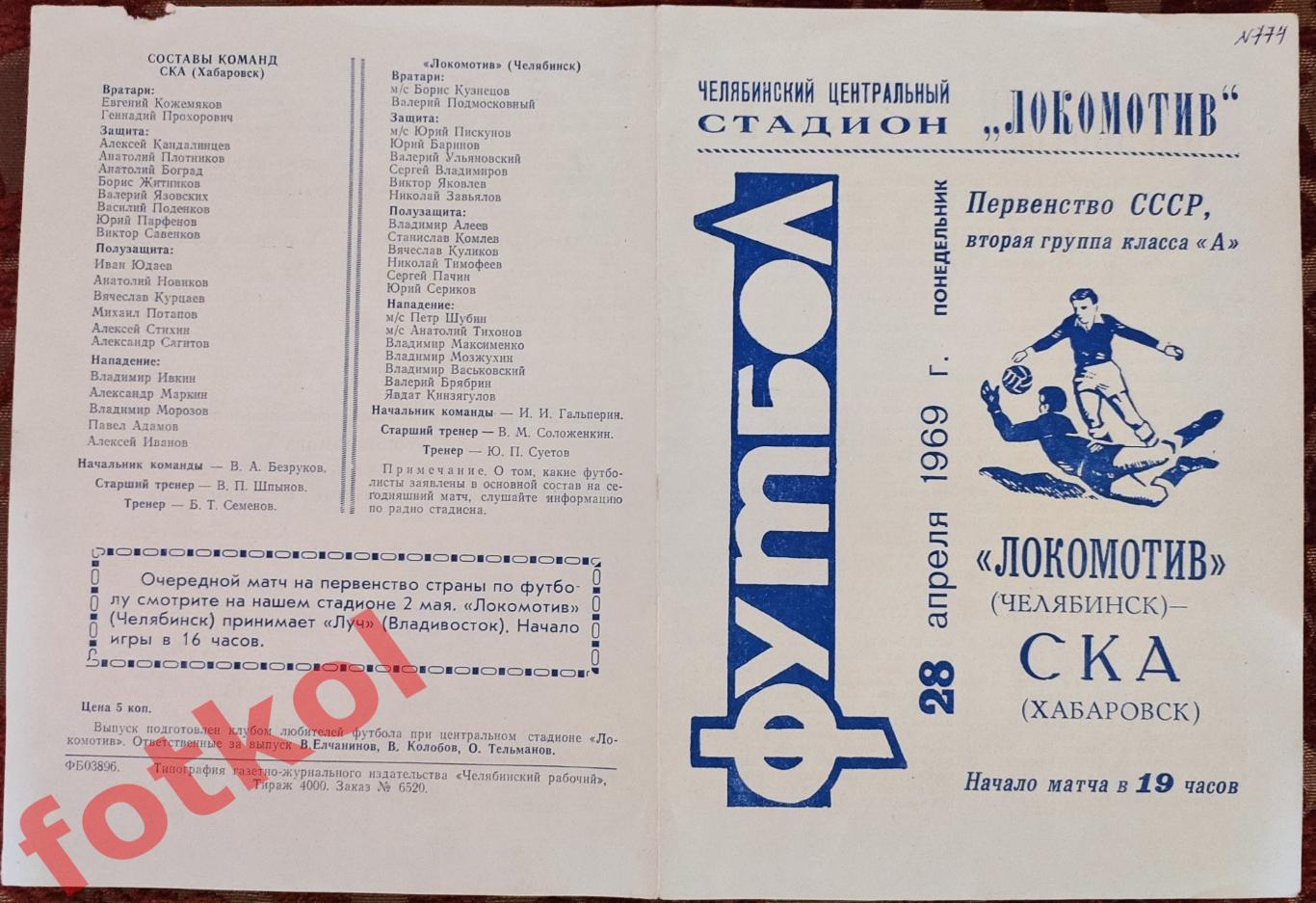 ЛОКОМОТИВ Челябинск - СКА Хабаровск 28.04.1969