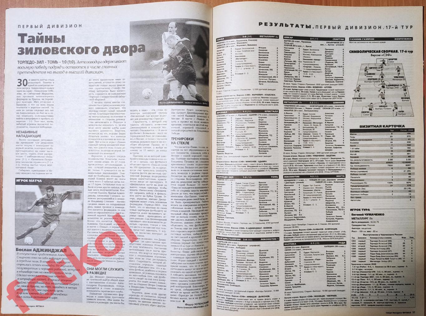 Спорт-Экспресс ФУТБОЛ № 26 (66) 2000 год ЕВРО 6