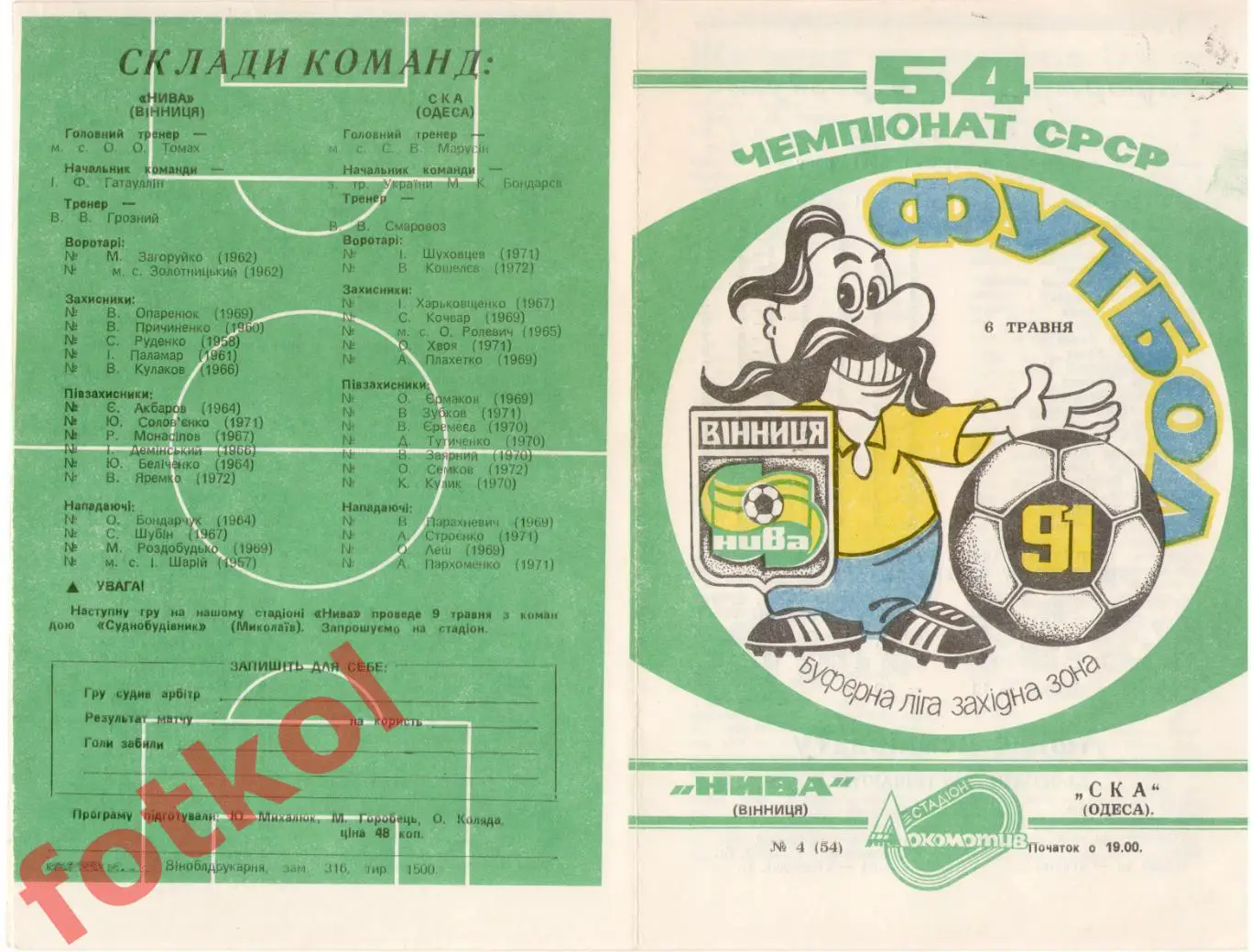 НИВА Винница - СКА Винница 06 травня 1991