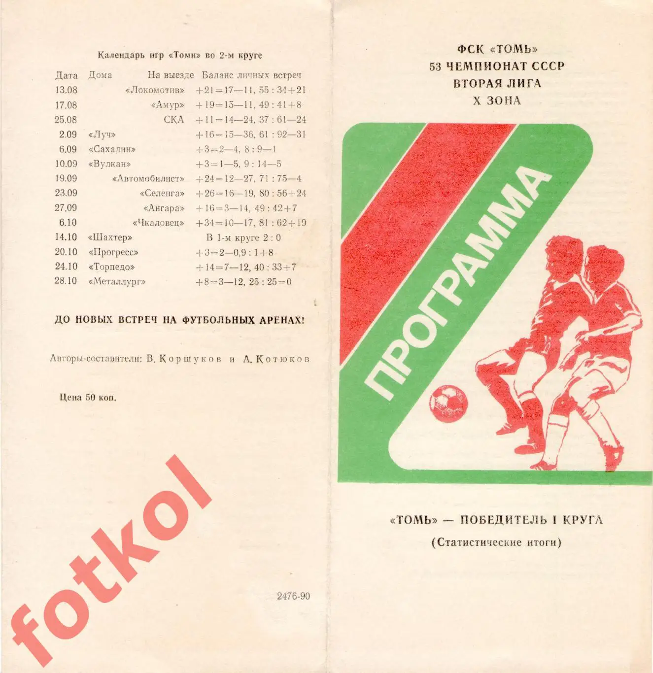 ТОМЬ Томск 1990 Победитель 1 круга