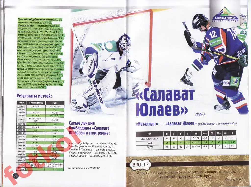 МЕТАЛЛУРГ Магнитогорск - САЛАВАТ ЮЛАЕВ Уфа 26.02.2012 2