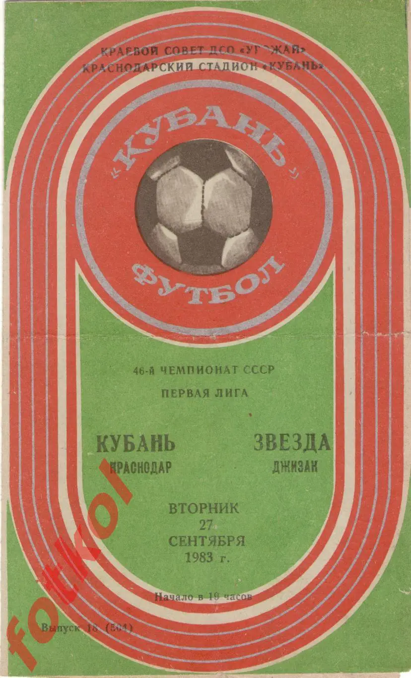 КУБАНЬ Краснодар – ЗВЕЗДА Джизак 27.09.1983