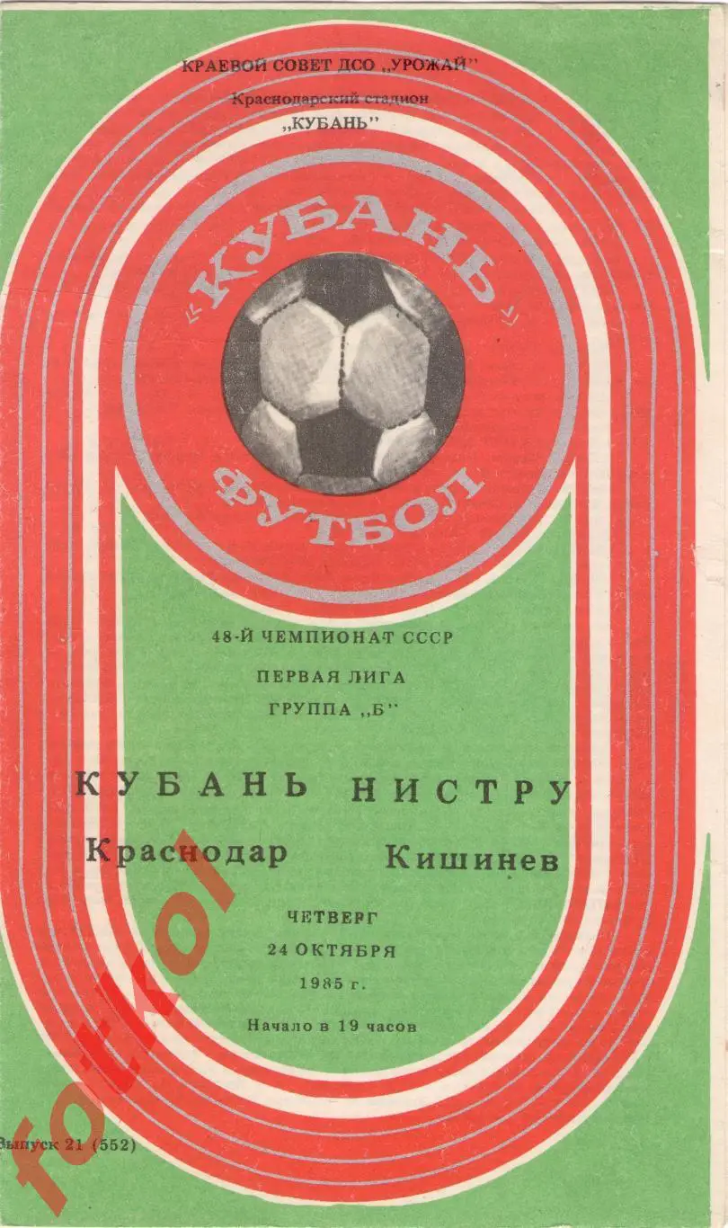 КУБАНЬ Краснодар – НИСТРУ Кишинев 24.10.1985