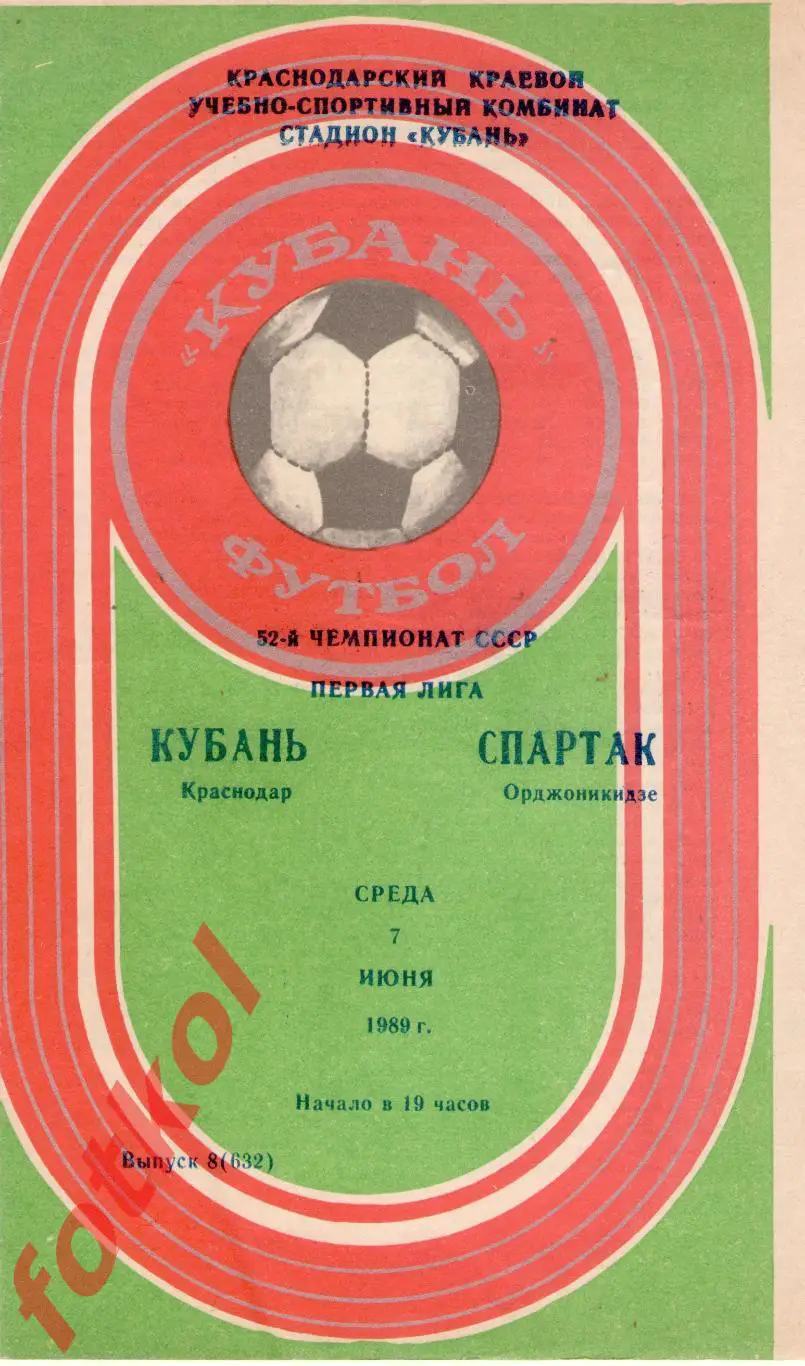 КУБАНЬ Краснодар – СПАРТАК Орджоникидзе 07.06.1989