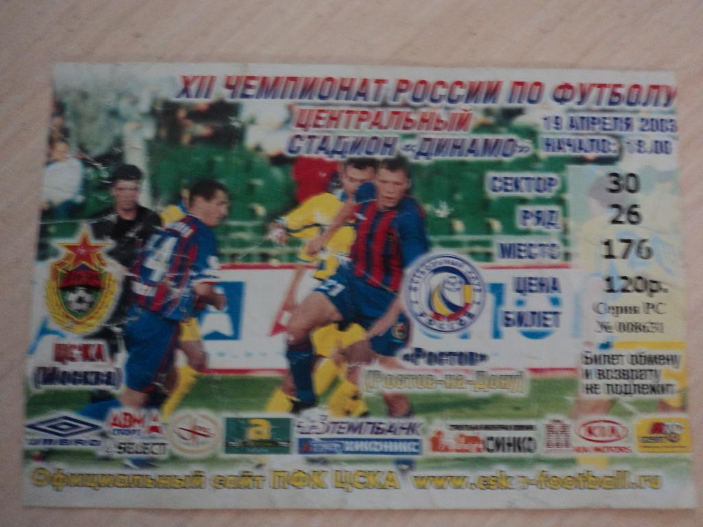 ЦСКА-Ростов 19.04.2003