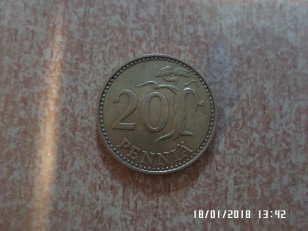монета 20 пенни Финляндия 1973 г
