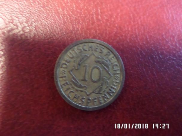 монета 10 пфенингов Германия 1936 г 1