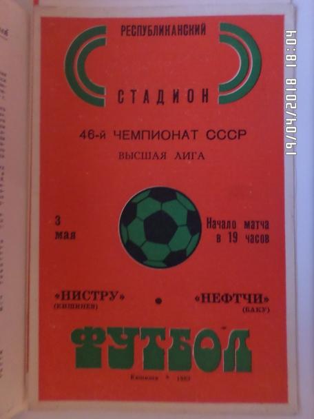 программа Нистру Кишинев - Нефтчи Баку 1983