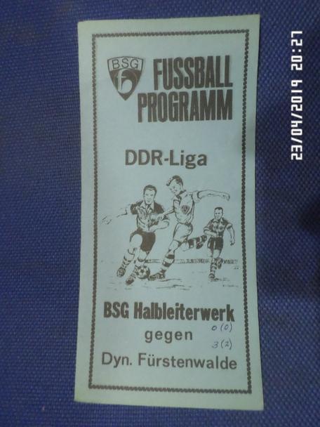 программа Галблейтерверк - Динамо Финстервальде 1983 г чемпионат ГДР
