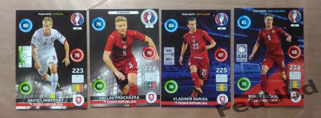 Panini Евро 2016 Adrenalyn - Czech Republic 4 base cards