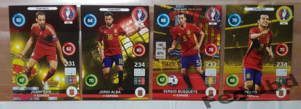 Panini Евро 2016 Adrenalyn - Base Spain - Alba, Pedro, Busquets, Juanfran