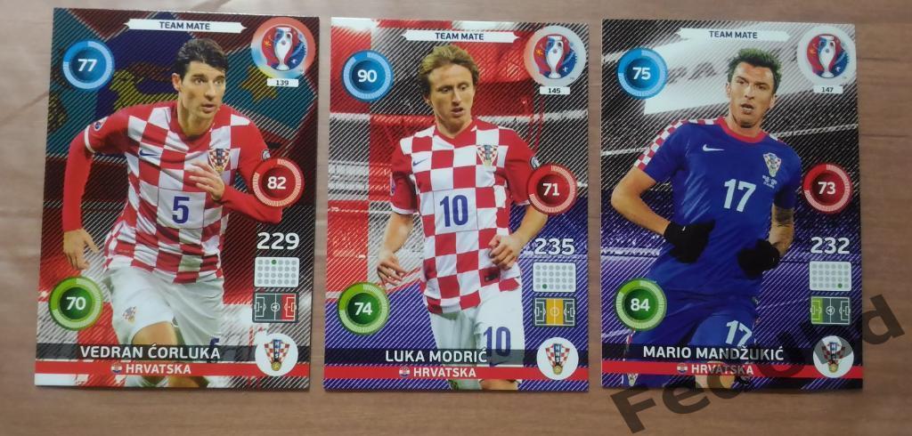 Panini Евро 2016 Adrenalyn - Base Corluka, Modric, Mandzukic Croatia