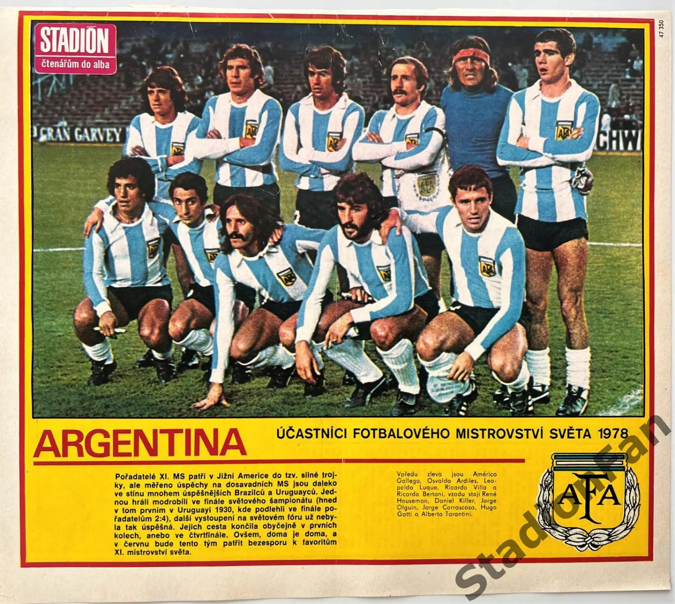 Постер из журнала Stadion - ARGENTINA 1978
