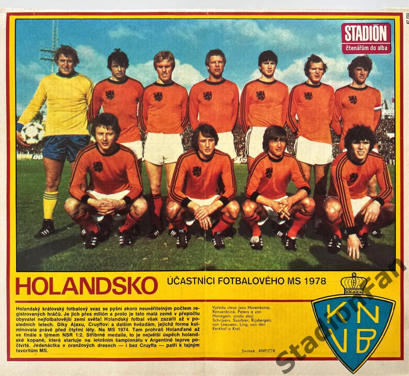 Постер из журнала Stadion - HOLANDSKO 1978