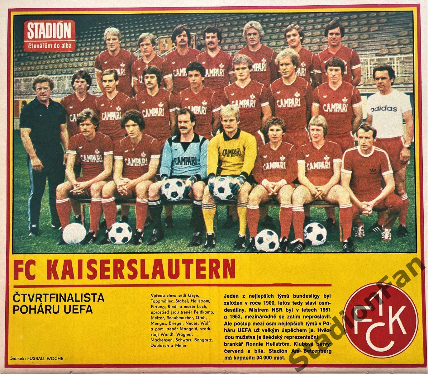 Постер из журнала Стадион (Stadion) - Kaiserslautern, 1980.