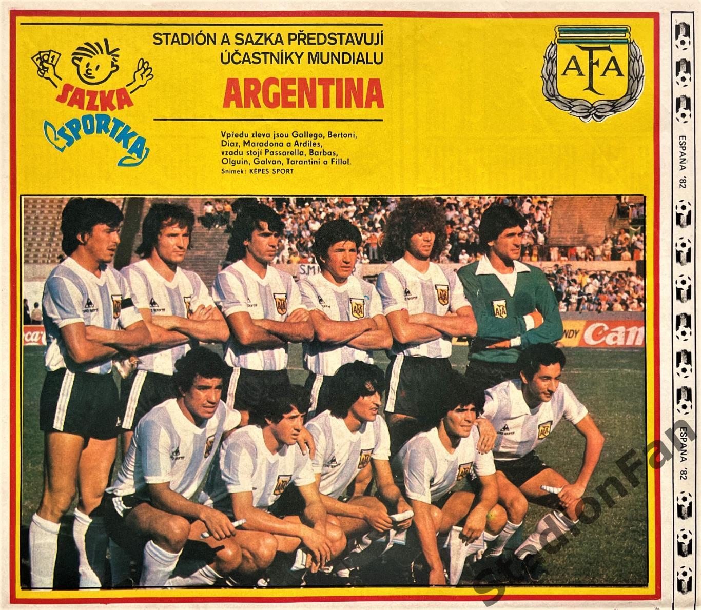 Постер из журнала Стадион (Stadion) - Argentina, 1982