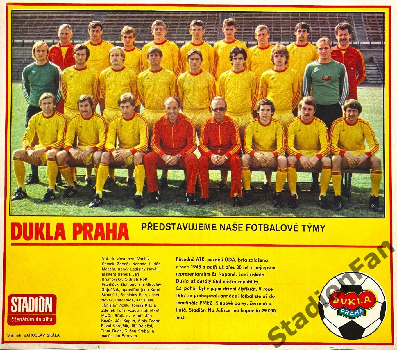 Постер из журнала Stadion (Стадион) - Dukla Praha,1980.