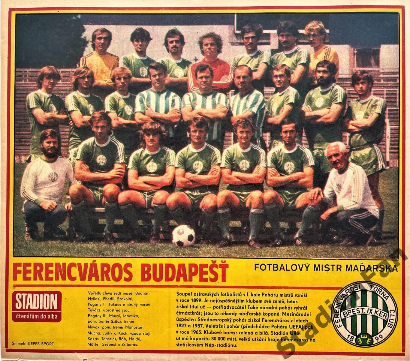 Постер из журнала Stadion (Стадион) - Ferencvaros, 1981.