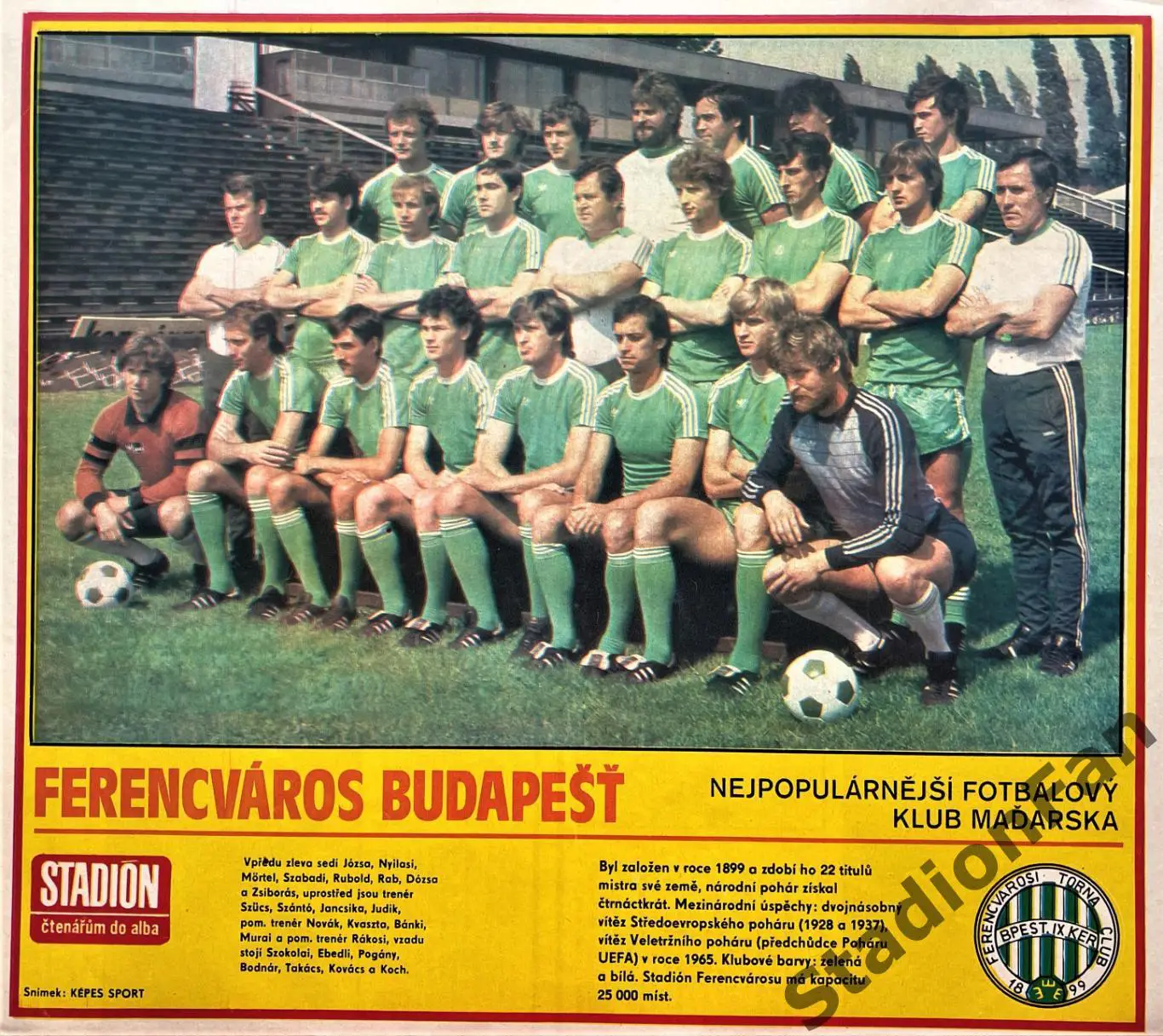 Постер из журнала Stadion (Стадион) - Ferencvaros, 1983.