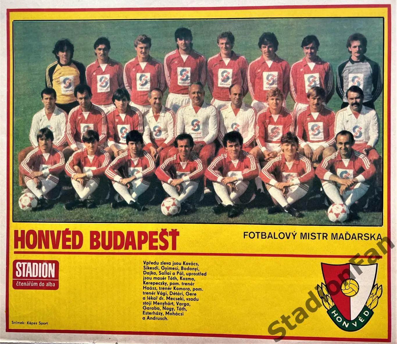 Постер из журнала Stadion (Стадион) - Honved, 1984.